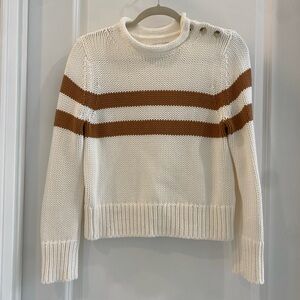 Elegant Cream and Brown Striped Women's Sweater